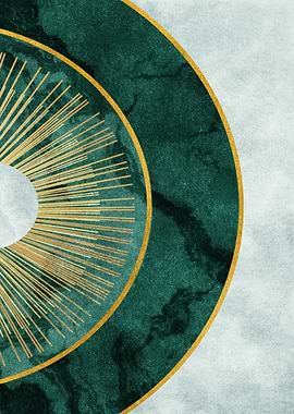 Abstract Geometric Green and Gold Design