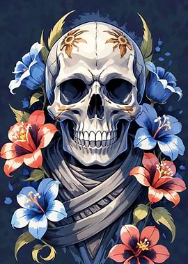 Skull with Flowers