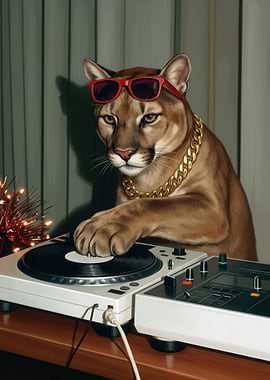 DJ Cougar with Sunglasses and Gold Chain