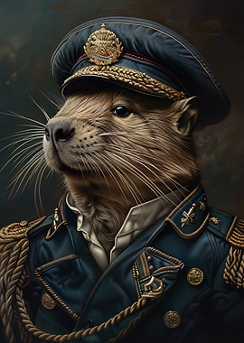 Capybara in Military Uniform