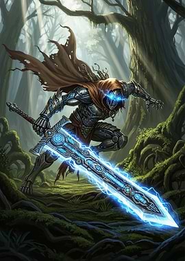 Cybernetic Warrior with Energy Sword