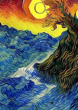 Vibrant Van Gogh-style Landscape