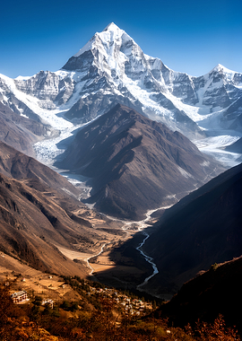 Majestic Snow-Capped Mountain Valley