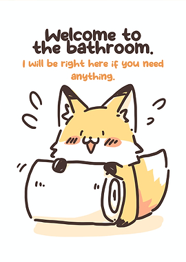 Cute Fox with Toilet Paper