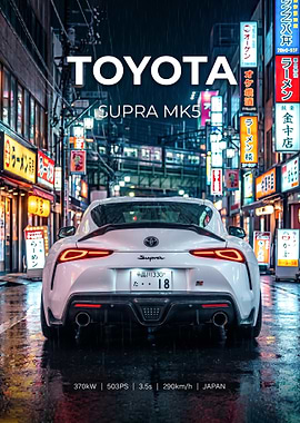 Toyota Supra MK5 in Rainy Tokyo Street