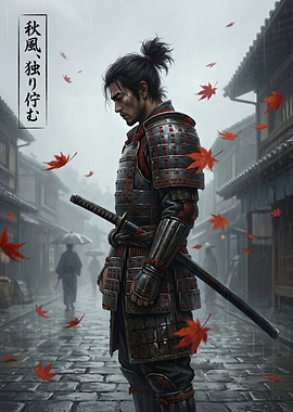 Samurai in Autumn Rain