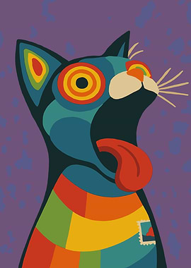Psychedelic Cat Yawning