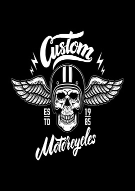 Custom Motorcycles Skull Emblem