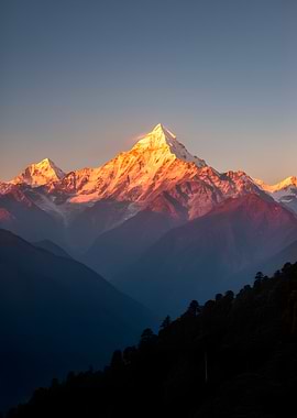 Golden Mountain Peaks at Sunrise