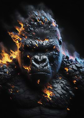 Fiery Gorilla Portrait