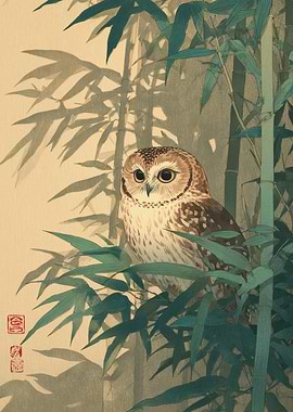 Owl in Bamboo Forest
