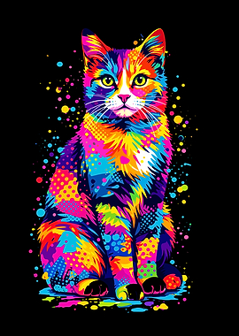 Colorful Cat Pop Art