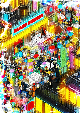 Blade Runner Isometric City Scene