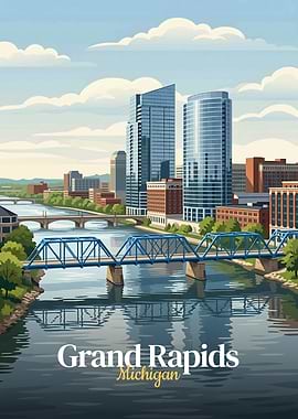 Grand Rapids Cityscape with Bridge