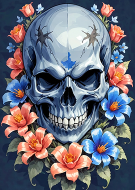 Skull with Flowers