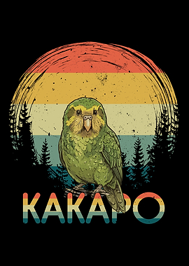 Kakapo Retro Sunset Forest