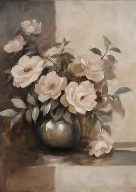 Soft Pink Roses in a Vase