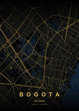 Bogota Colombia Map Art