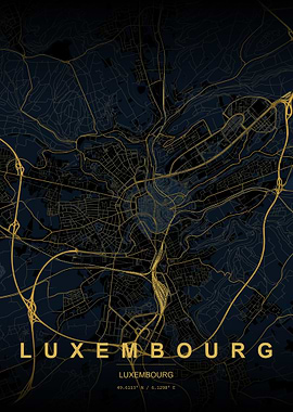 Luxembourg City Map Art