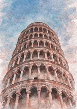Leaning Tower of Pisa Watercolor