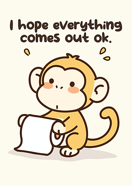 Cute Monkey with Toilet Paper