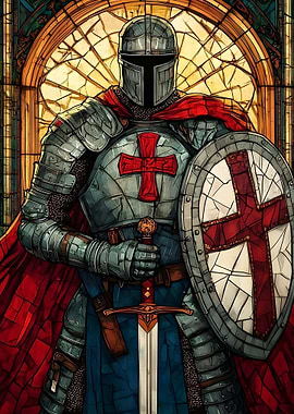 Knight in Shining Armor with Sword and Shield