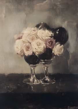 Roses in Glass Vases