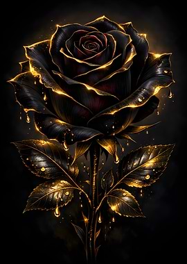 Black Rose Golden Drips
