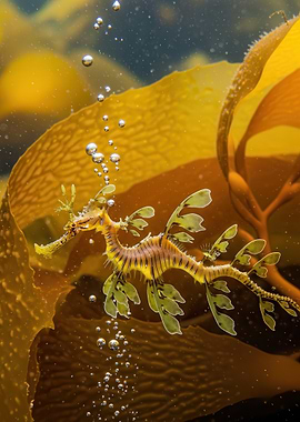 Leafy Sea Dragon in Kelp Forest