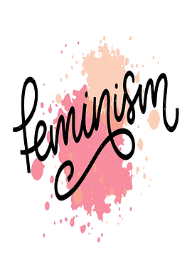 Feminism text art with watercolor splashes