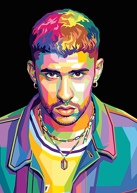 Bad Bunny Pop Art Portrait