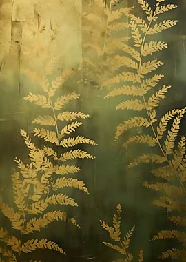 Golden Ferns on Green