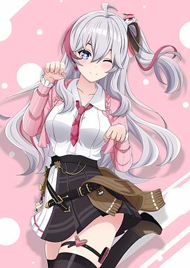 Anime Girl with Pink Jacket and Tie