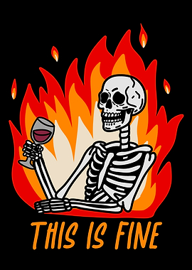 Skeleton in Fire with Wine