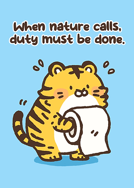 Cute Tiger Holding Toilet Paper