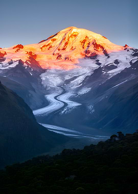 Sunrise Over Glacial Mountain Peak