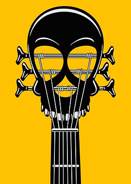 Skull Bass Guitar Headstock
