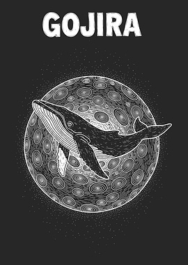 Gojira Whale Moon Art