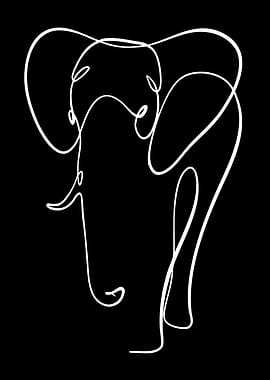 Minimalist Elephant Line Art