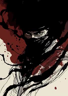 Ninja with Red Splatter