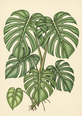 Monstera Deliciosa Plant Illustration