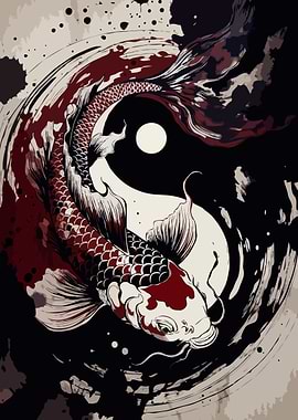 Yin Yang Koi Fish Art
