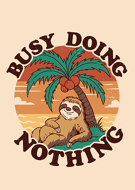 Sloth Relaxing Under Palm Tree