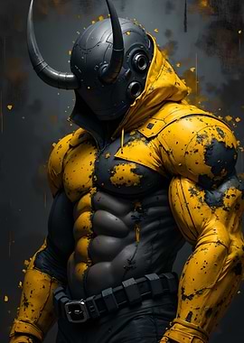 Muscular Cyborg in Yellow and Black