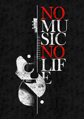 No Music No Life Guitar Art