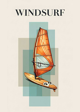 Windsurf Board and Sail Illustration