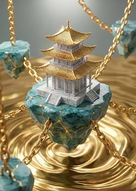 Floating Pagoda with Golden Chains