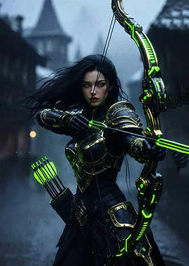 Fantasy Archer with Glowing Bow