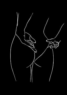 Minimalist Line Art of Hands and Body