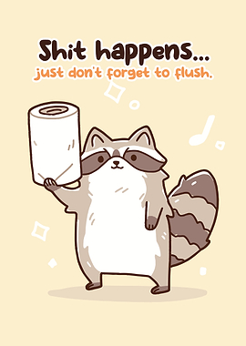 Cute Raccoon with Toilet Paper